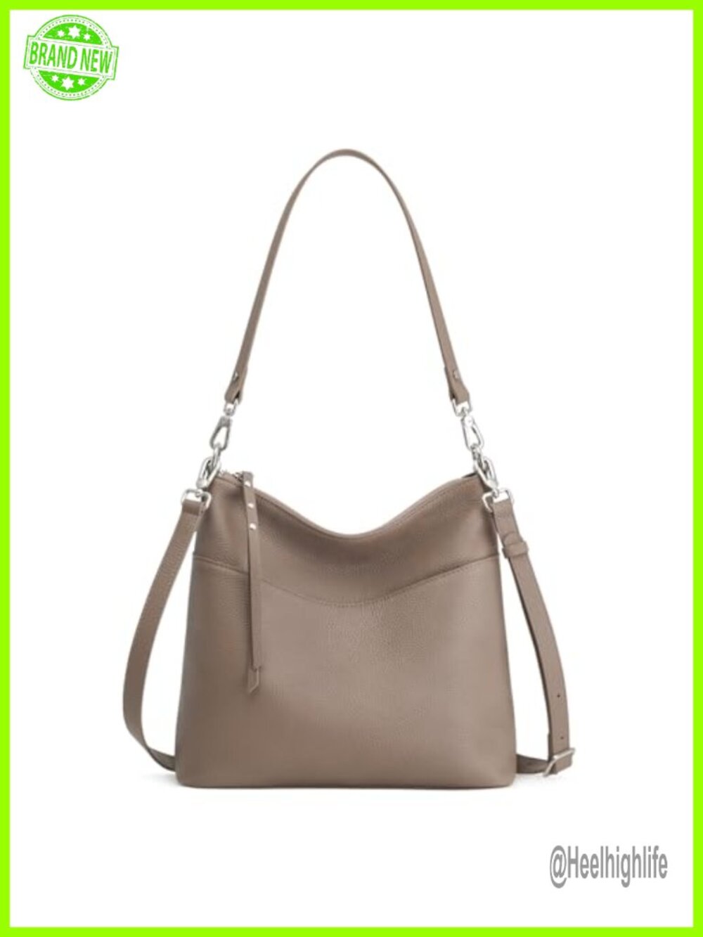 Pebbled Cowhide Leather Tote Bag Removable Strap Crossbody Purse